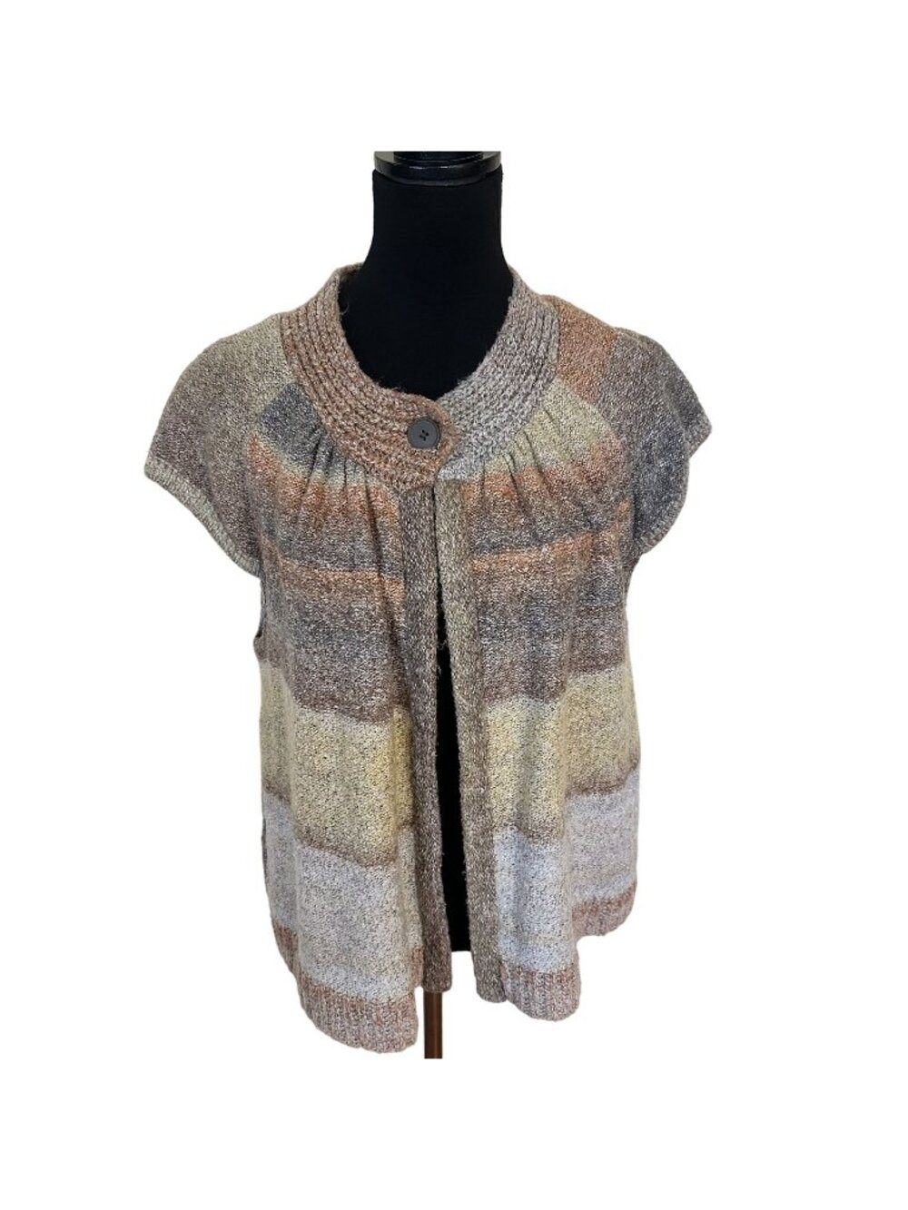 Westbound Womens Multicolor Knit Vest Cardigan Sweater XL Earth Tones Cozy